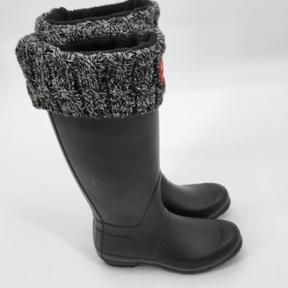 Hunter Rain Boots Womens Size US 6M Black Tall Rubber Wellies Over Boot Socks - Picture 4 of 7